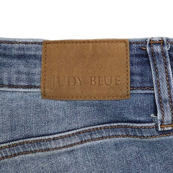 Judy Blue Cropped Bootcut Jeans Womens 28 Release Hem Distressed Mid Rise - Picture 11 of 12